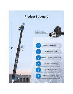 Medidor de presión de neumáticos LUMITECO 12" doble cabeza 10-150 PSI 2