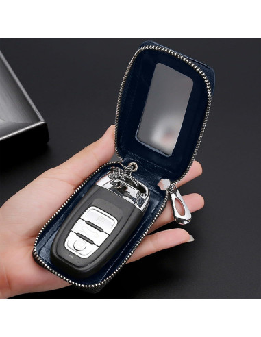 Funda de Llave de Coche vvag de Cuero Genuino Universal Azul