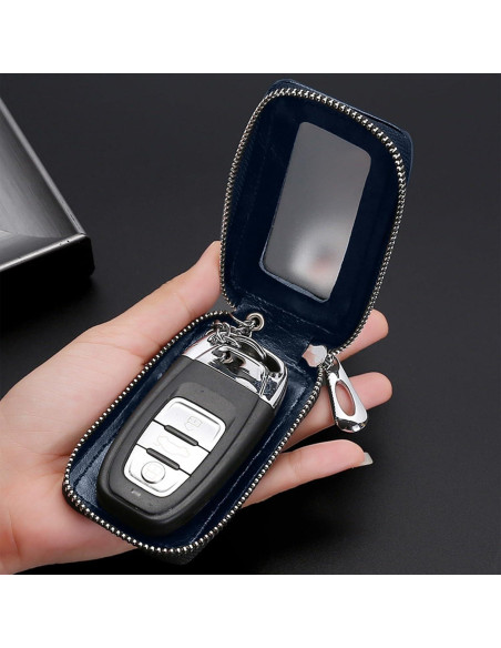 Funda de Llave de Coche vvag de Cuero Genuino Universal Azul