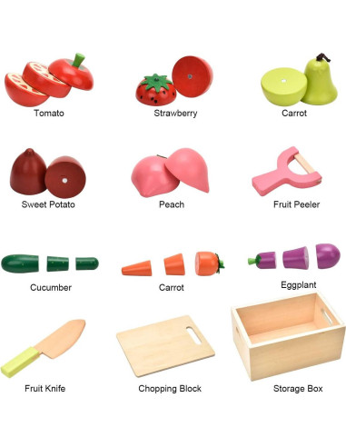 Comida de Juguete de Madera CARLORBO Frutas y Verduras 24 cm