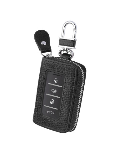 Funda de Llave de Auto SSNNUU Minimalista Cuero Negro