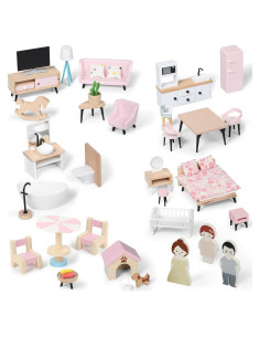 Juego de Muebles de Casa de Muñecas Pithfor 7 Habitaciones