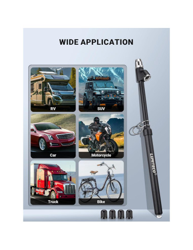 Medidor de presión de neumáticos LUMITECO 12" doble cabeza 10-150 PSI