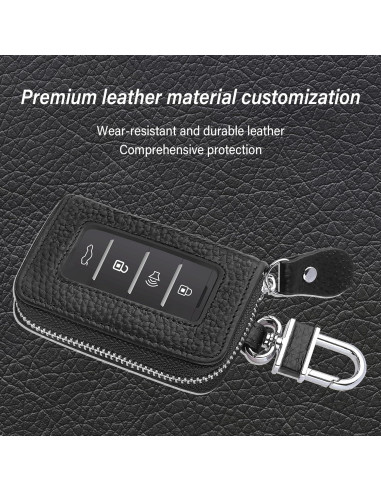 Funda de Llave de Auto SSNNUU Minimalista Cuero Negro