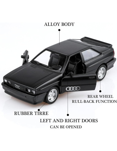 Audi Sport Quattro 1/36 Diecast Retroceso Negro TOKAXI