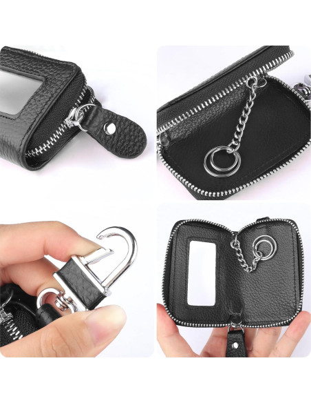 Funda de Llave de Auto SSNNUU Minimalista Cuero Negro