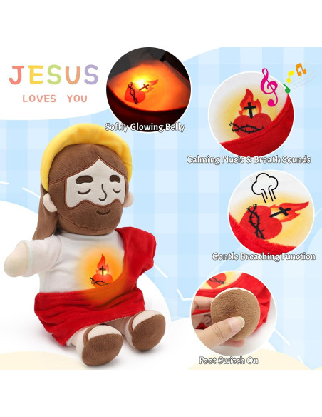 Juguete de peluche Jesús con luz y sonido Yelakey 38 cm