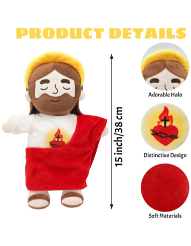 Juguete de peluche Jesús con luz y sonido Yelakey 38 cm