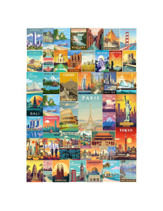 Rompecabezas Vintage 1000 Piezas PICKFORU Monumentos Mundiales