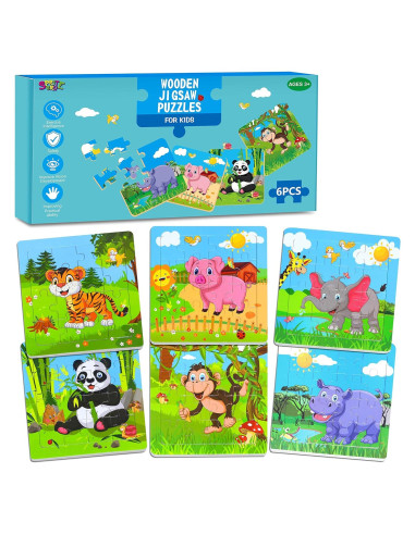 6 Rompecabezas de Animales de Madera SpriteGru 14 cm