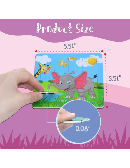 6 Rompecabezas de Animales de Madera SpriteGru 14 cm