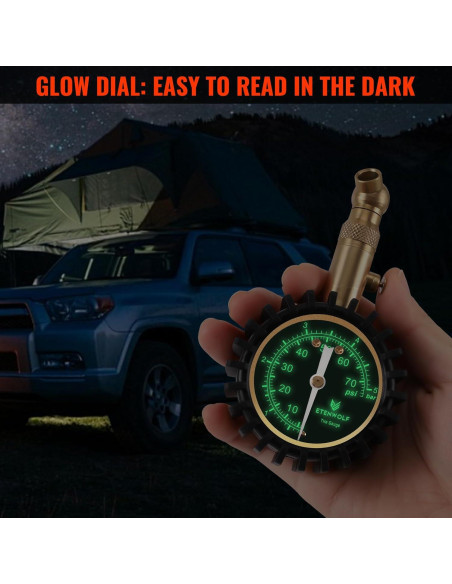 Medidor de Presión de Neumáticos ETENWOLF 0-5.17 bar Negro