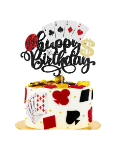 Ephlyn Decoración de Pastel Casino 16x20cm Fichas de Póker