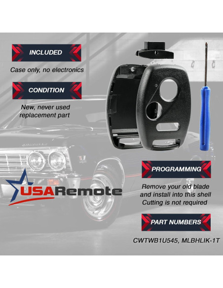 Carcasa de Llave Honda USARemote 3 Botones Sin Corte