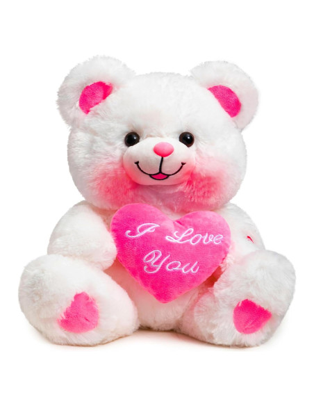 Oso de Peluche HollyHOME 33 cm con Corazón Rosa Te Quiero