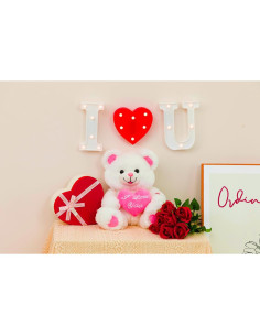 Oso de Peluche HollyHOME 33 cm con Corazón Rosa Te Quiero 2