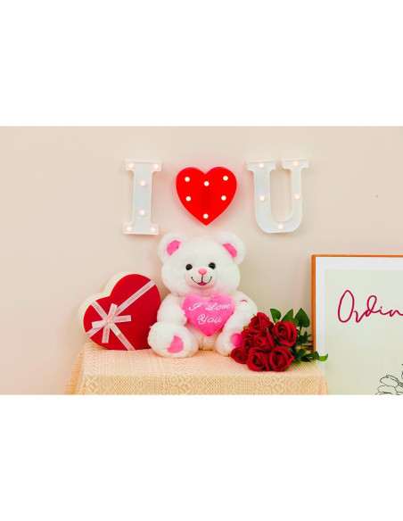 Oso de Peluche HollyHOME 33 cm con Corazón Rosa Te Quiero