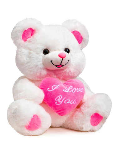 Oso de Peluche HollyHOME 33 cm con Corazón Rosa Te Quiero