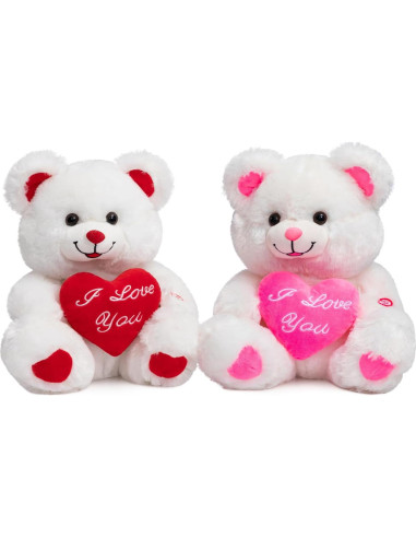 Oso de Peluche HollyHOME 33 cm con Corazón Rosa Te Quiero