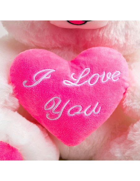 Oso de Peluche HollyHOME 33 cm con Corazón Rosa Te Quiero