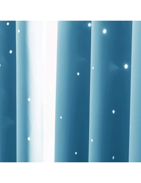 Cortina Opaca NICETOWN Estrellas 132x213 cm Azul Teal