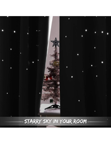 Cortina Opaca NICETOWN Estrellas 132x213 cm Azul Teal