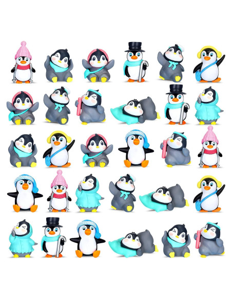Figuras de Pingüino Macarrie 30 Pcs Adornos de Pastel