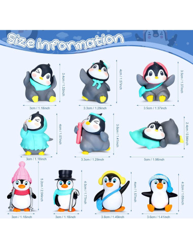 Figuras de Pingüino Macarrie 30 Pcs Adornos de Pastel