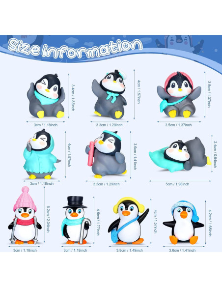Figuras de Pingüino Macarrie 30 Pcs Adornos de Pastel