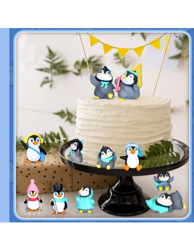 Figuras de Pingüino Macarrie 30 Pcs Adornos de Pastel