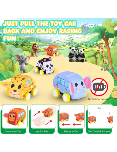 Juego de Vehículos de Retroceso Jetbotell 4 Autos Suaves