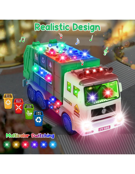 Camión de Basura Musical 4D Yuanyi para Niños 3 a 5 Años Camión de Basura Musical 4D Yuanyi para Niños 3 a 5 Años