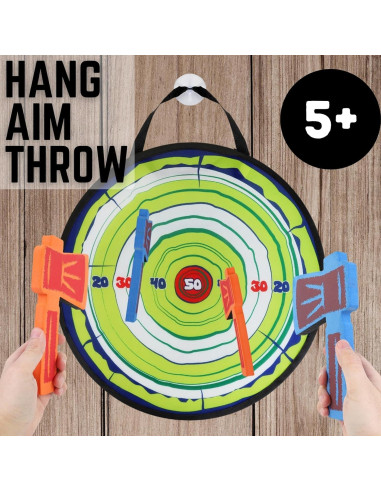 Juego de Lanzamiento de Hachas de Espuma Liberty Imports - 4 Hachas y Objetivo 55,88 cm