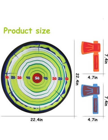 Juego de Lanzamiento de Hachas de Espuma Liberty Imports - 4 Hachas y Objetivo 55,88 cm