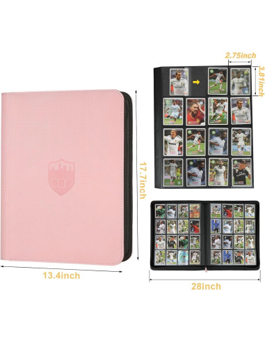 Carpeta de Tarjetas GERMUN 16 Bolsillos Rosa Premium