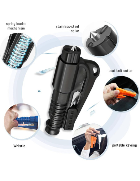 8 Llaveros Rompe Ventanas LittleVoleSherry 3 en 1 Emergencia