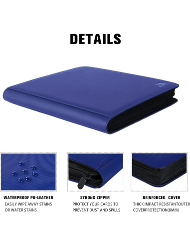 Carpeta de Tarjetas MORABTO 16 Bolsillos Azul 1024 Tarjetas