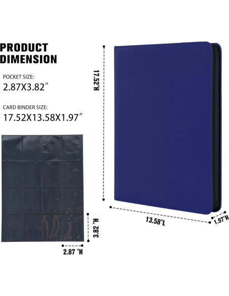 Carpeta de Tarjetas MORABTO 16 Bolsillos Azul 1024 Tarjetas