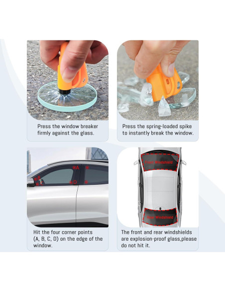 8 Llaveros Rompe Ventanas LittleVoleSherry 3 en 1 Emergencia