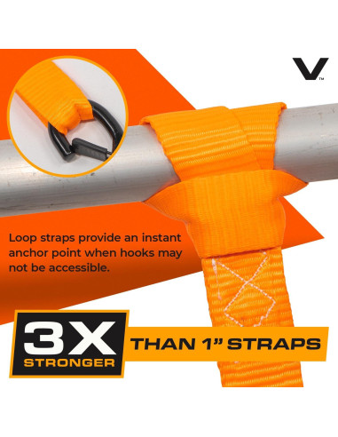 Correas de Amarre VULCAN 1.6" x 2-Pack 726kg Naranja