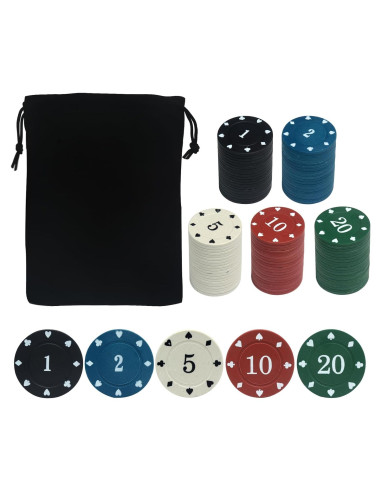 Juego de Fichas de Póker SODFAS 100PCS con Bolsa Profesional