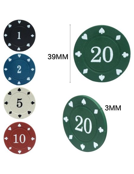 Juego de Fichas de Póker SODFAS 100PCS con Bolsa Profesional