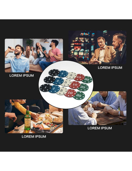 Juego de Fichas de Póker SODFAS 100PCS con Bolsa Profesional