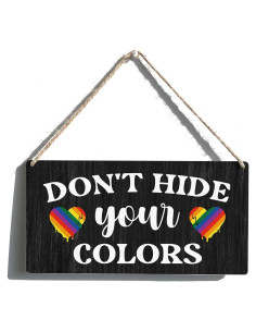 Cartel de Madera Qious No Escondas Tus Colores 30x15 cm