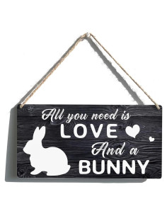 Cartel de Madera Qious Conejo 30x15 cm Decoración Pascua