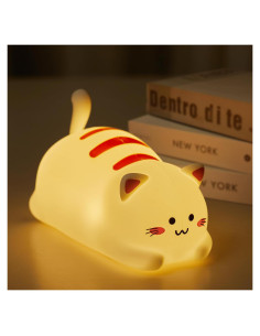 Luz Nocturna Gato Minetom Silicona 7 Colores Recargable