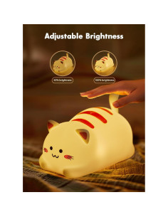 Luz Nocturna Gato Minetom Silicona 7 Colores Recargable 2