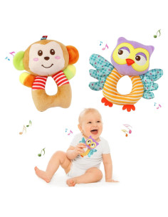 Sonajeros de Calcetines para Bebés Taoyi 2 Piezas Animales