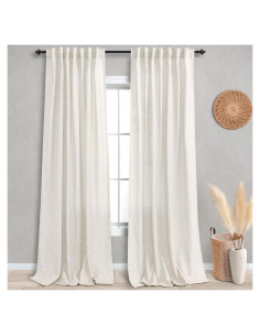 Cortinas KOUFALL Largas 2 Paneles 52x275 cm Lino Crema
