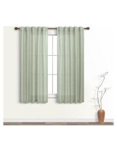 Cortinas Sheer KOUFALL Verde Salvia 97x114 cm Pack 2